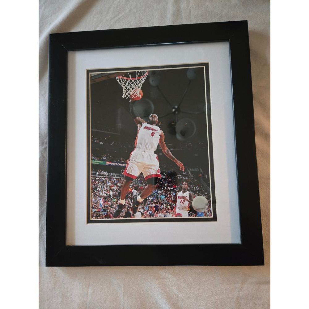 LeBron James Miami Heat Framed NBA Action Photo White Jersey Dunk 1709765